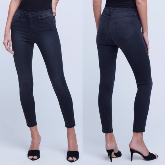 NEW L'Agence Margot High Rise Ankle Skinny Jean 26 Dark Graphite Stretch Cropped - Picture 3 of 10